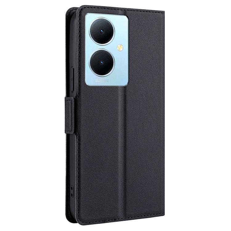 For vivo Y78+ 5G PU Leather Stand Cover Card Holder Flip Phone Case - Black