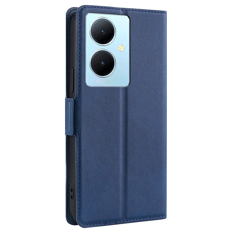 For vivo Y78+ 5G PU Leather Stand Cover Card Holder Flip Phone Case - Blue