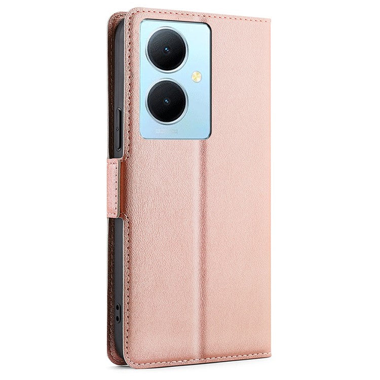 For vivo Y78+ 5G PU Leather Stand Cover Card Holder Flip Phone Case - Rose Gold