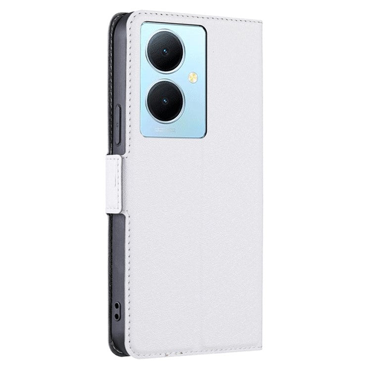 For vivo Y78+ 5G PU Leather Stand Cover Card Holder Flip Phone Case - White