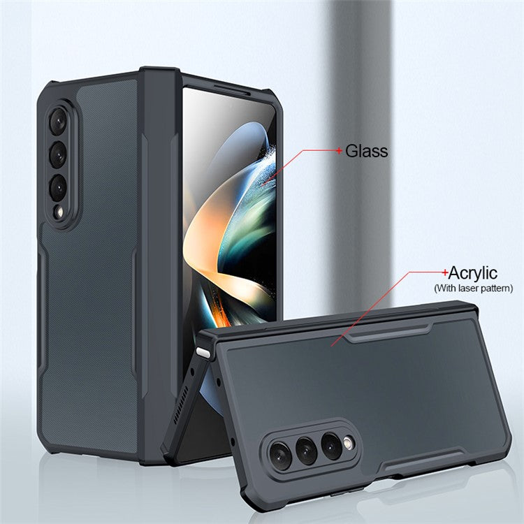 XUNDD For Samsung Galaxy Z Fold4 5G Case Acrylic+TPU Slim Clear Phone Cover with Glass+Protective Bar