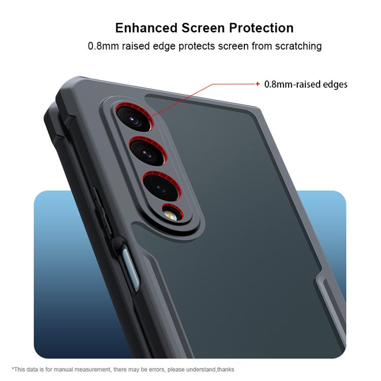 XUNDD For Samsung Galaxy Z Fold4 5G Case Acrylic+TPU Slim Clear Phone Cover with Glass+Protective Bar