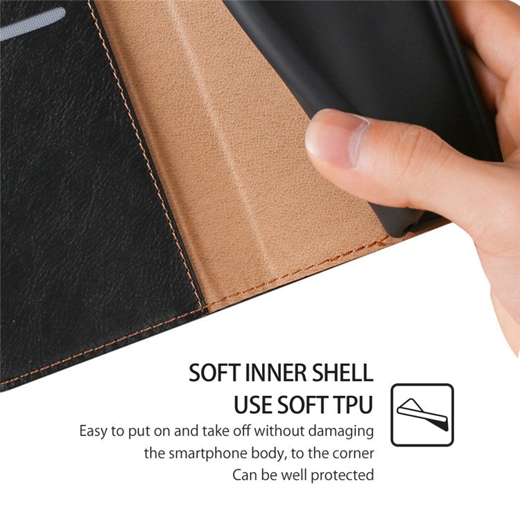 For vivo Y78+ 5G Solid Color Wallet PU Leather Case Stand Magnetic Closure Phone Cover - Black