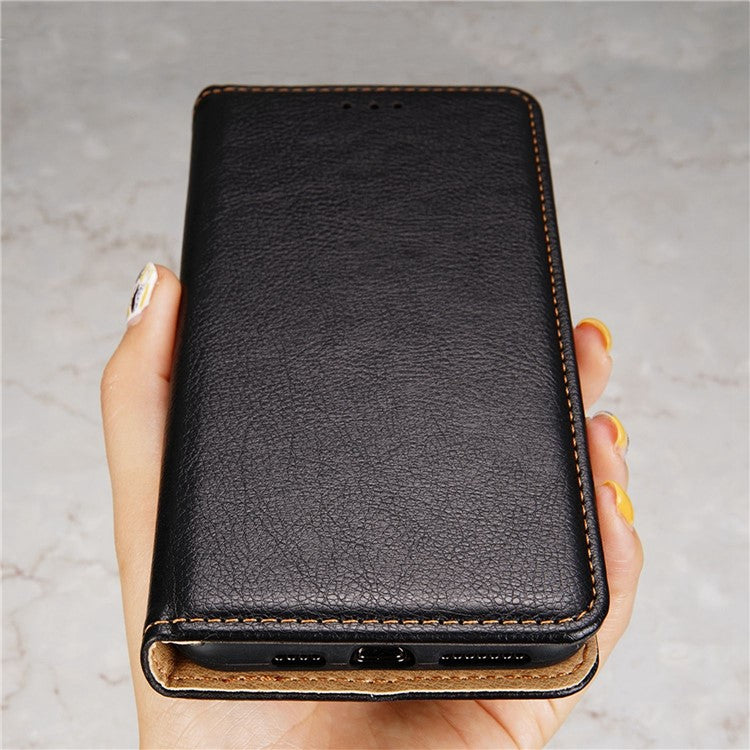 For vivo Y78+ 5G Solid Color Wallet PU Leather Case Stand Magnetic Closure Phone Cover - Black