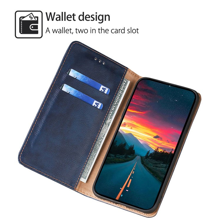 For vivo Y78+ 5G Solid Color Wallet PU Leather Case Stand Magnetic Closure Phone Cover - Blue