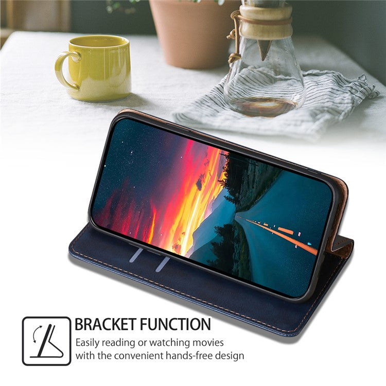 For vivo Y78+ 5G Solid Color Wallet PU Leather Case Stand Magnetic Closure Phone Cover - Blue