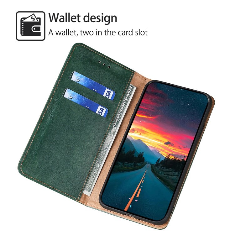 For vivo Y78+ 5G Solid Color Wallet PU Leather Case Stand Magnetic Closure Phone Cover - Green