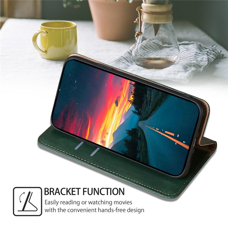 For vivo Y78+ 5G Solid Color Wallet PU Leather Case Stand Magnetic Closure Phone Cover - Green