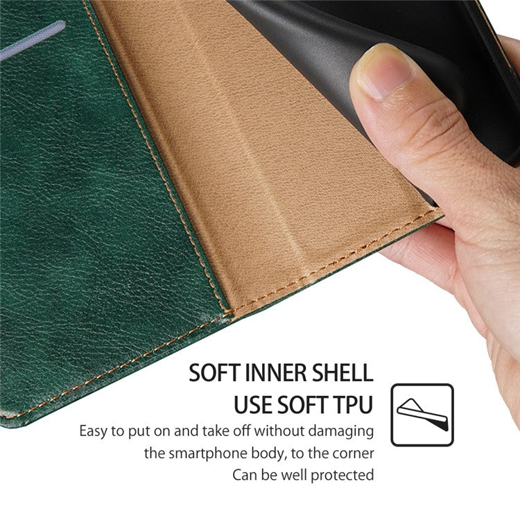 For vivo Y78+ 5G Solid Color Wallet PU Leather Case Stand Magnetic Closure Phone Cover - Green