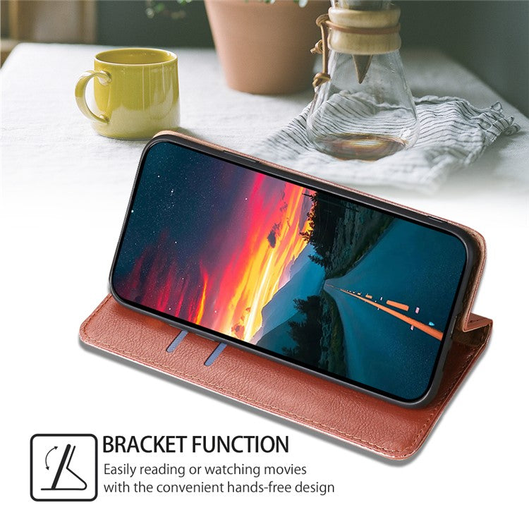 For vivo Y78+ 5G Solid Color Wallet PU Leather Case Stand Magnetic Closure Phone Cover - Rose Gold