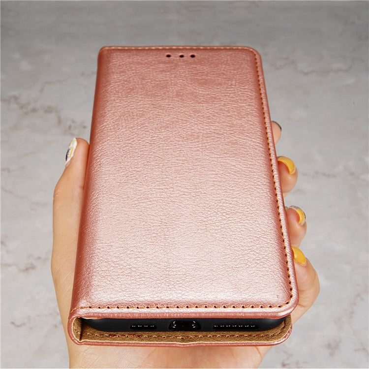 For vivo Y78+ 5G Solid Color Wallet PU Leather Case Stand Magnetic Closure Phone Cover - Rose Gold