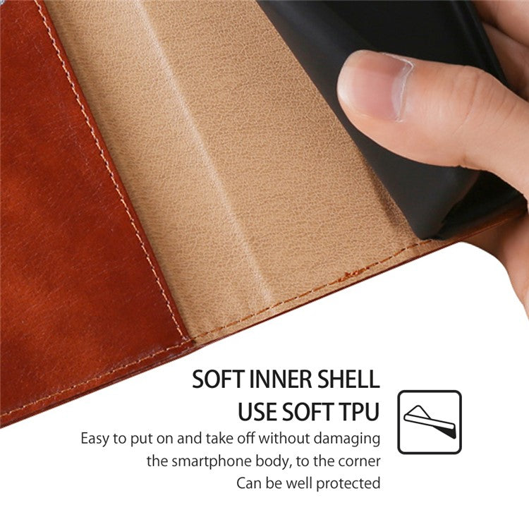 For vivo Y78+ 5G Solid Color Wallet PU Leather Case Stand Magnetic Closure Phone Cover - Brown