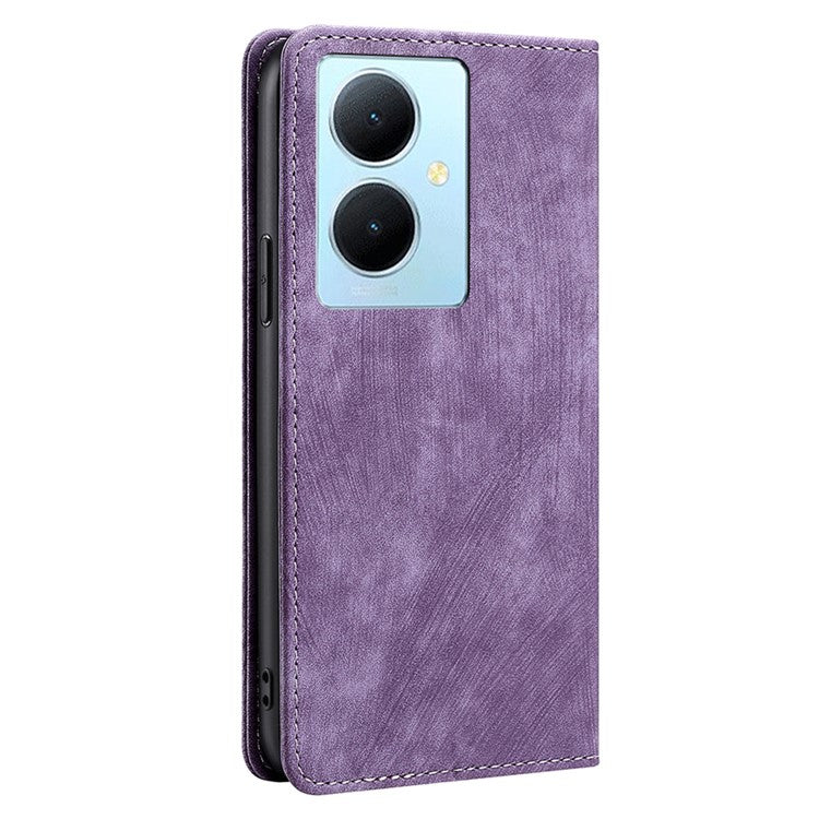 For vivo Y78+ 5G RFID Blocking Wallet PU Leather Phone Case Magnetic Stand Phone Cover - Purple