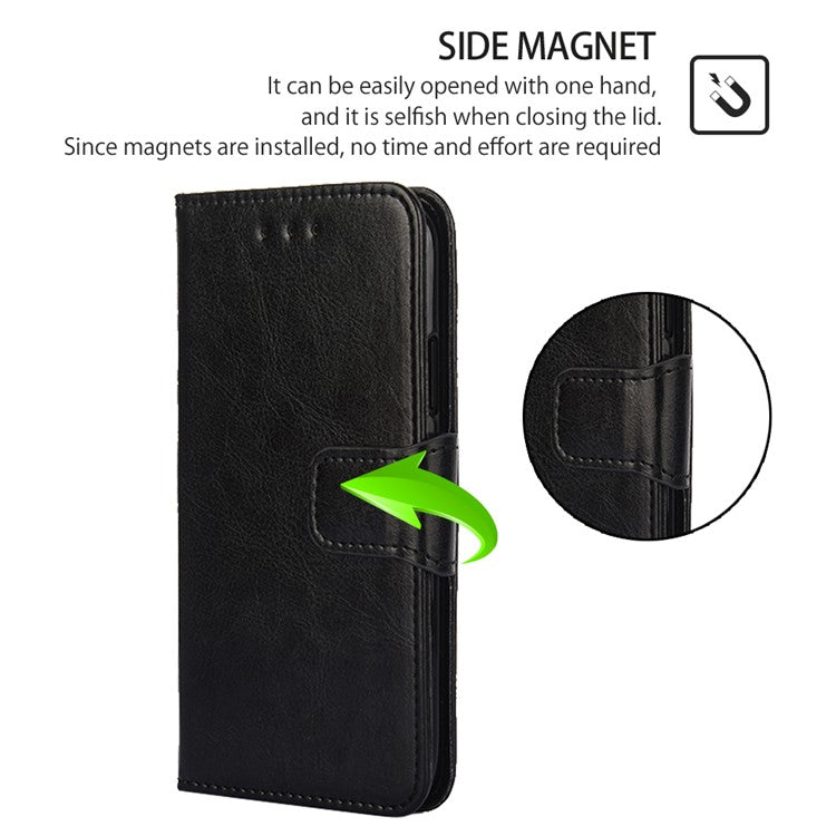 Anti-Scratch Textured Leather Wallet Case for vivo Y78+ 5G Stand Cover Shockproof Phone Protector - Black