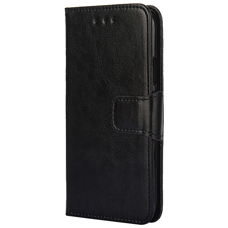 Anti-Scratch Textured Leather Wallet Case for vivo Y78+ 5G Stand Cover Shockproof Phone Protector - Black