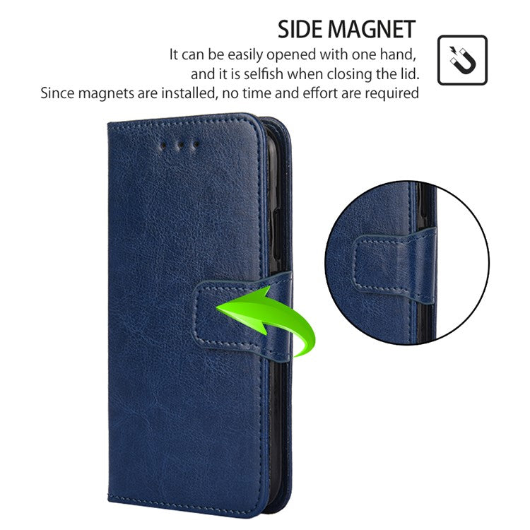 Anti-Scratch Textured Leather Wallet Case for vivo Y78+ 5G Stand Cover Shockproof Phone Protector - Sapphire