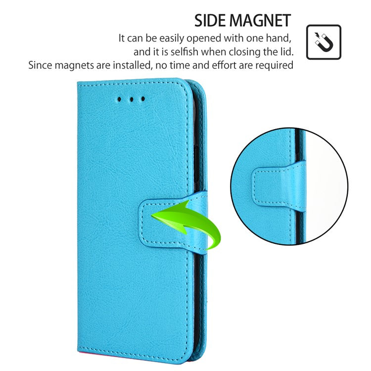 Anti-Scratch Textured Leather Wallet Case for vivo Y78+ 5G Stand Cover Shockproof Phone Protector - Baby Blue