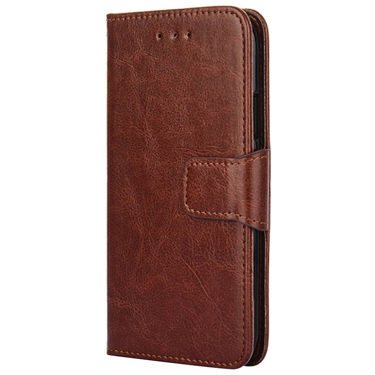 Anti-Scratch Textured Leather Wallet Case for vivo Y78+ 5G Stand Cover Shockproof Phone Protector - Brown