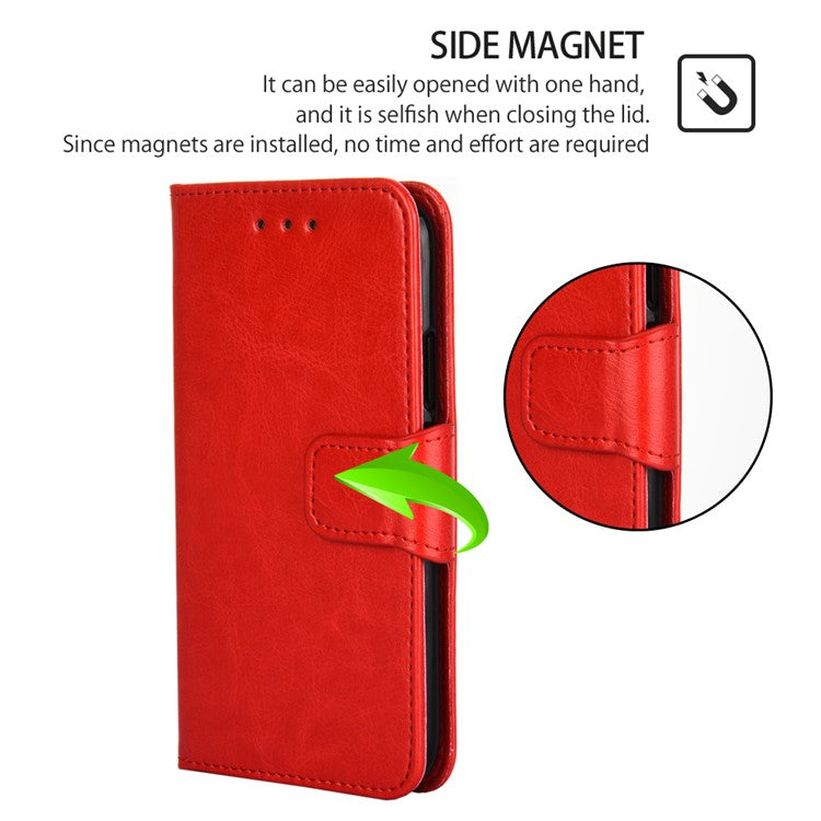 Anti-Scratch Textured Leather Wallet Case for vivo Y78+ 5G Stand Cover Shockproof Phone Protector - Red