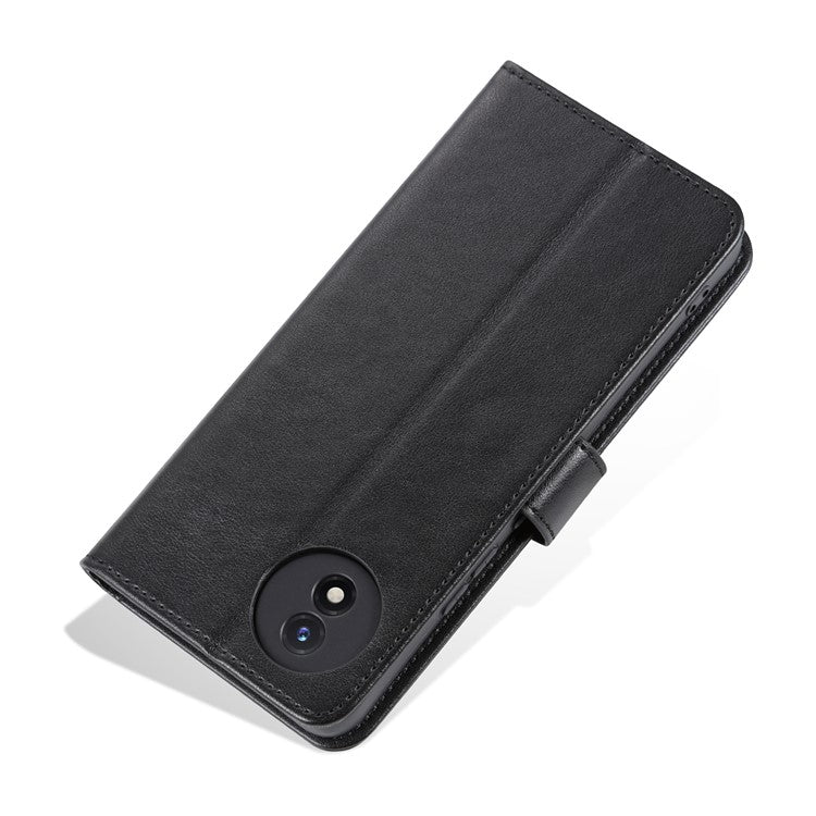 AZNS For vivo Y02 4G / Y02A 4G / Y11 (2023) PU Leather Protective Shell Stand Phone Wallet Case - Black