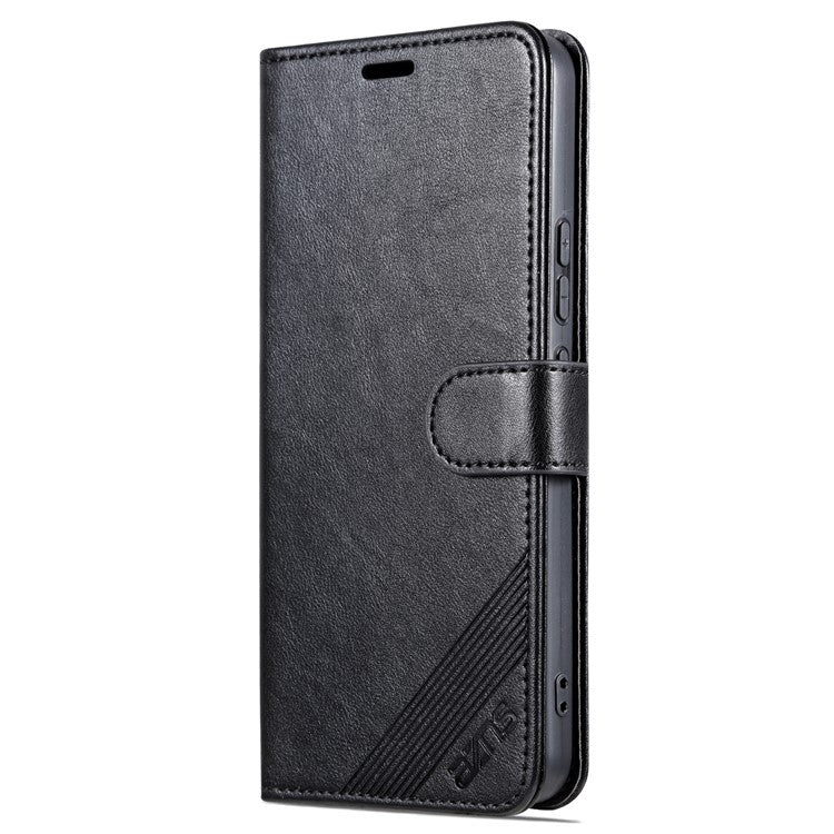 AZNS For vivo Y02 4G / Y02A 4G / Y11 (2023) PU Leather Protective Shell Stand Phone Wallet Case - Black