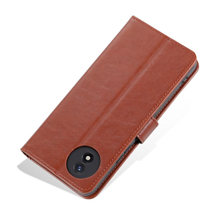 AZNS For vivo Y02 4G / Y02A 4G / Y11 (2023) PU Leather Protective Shell Stand Phone Wallet Case - Brown