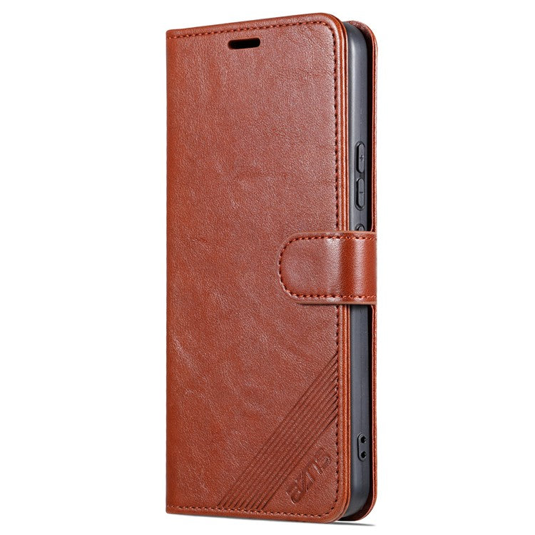 AZNS For vivo Y02 4G / Y02A 4G / Y11 (2023) PU Leather Protective Shell Stand Phone Wallet Case - Brown