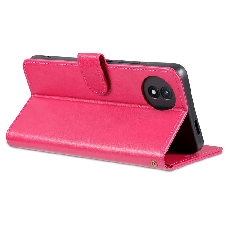 AZNS For vivo Y02 4G / Y02A 4G / Y11 (2023) PU Leather Protective Shell Stand Phone Wallet Case - Red