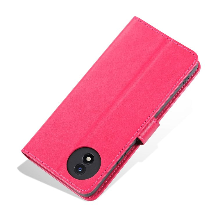 AZNS For vivo Y02 4G / Y02A 4G / Y11 (2023) PU Leather Protective Shell Stand Phone Wallet Case - Red