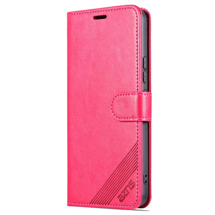 AZNS For vivo Y02 4G / Y02A 4G / Y11 (2023) PU Leather Protective Shell Stand Phone Wallet Case - Red