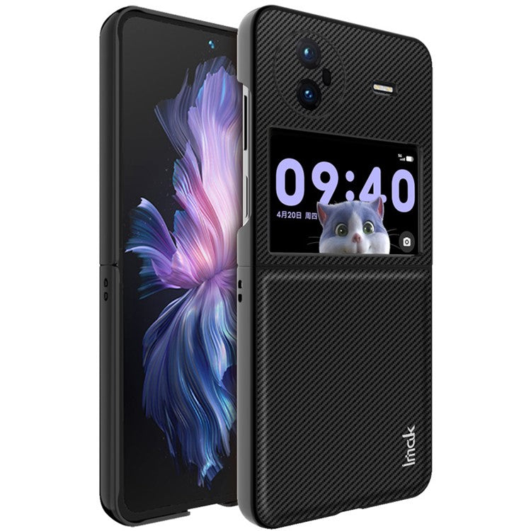 IMAK Ruiyi Series for vivo X Flip PU Leather + PC Phone Case Two-Piece Design Carbon Fiber Texture Non-Slip Cover