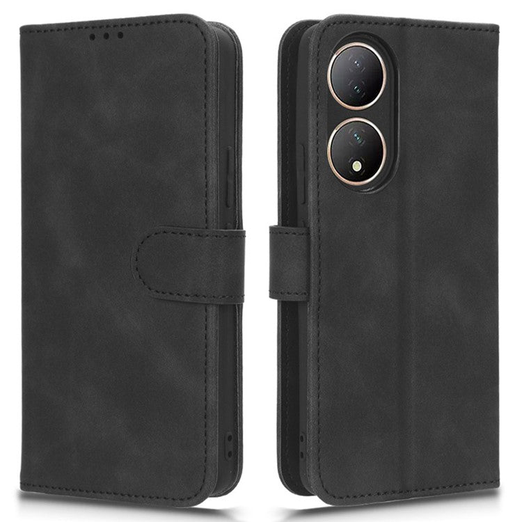 For vivo Y100 5G PU Leather Shockproof Flip Case Skin-touch Wallet Stand Phone Cover - Black