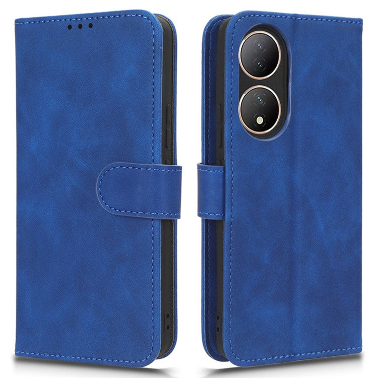 For vivo Y100 5G PU Leather Shockproof Flip Case Skin-touch Wallet Stand Phone Cover - Blue