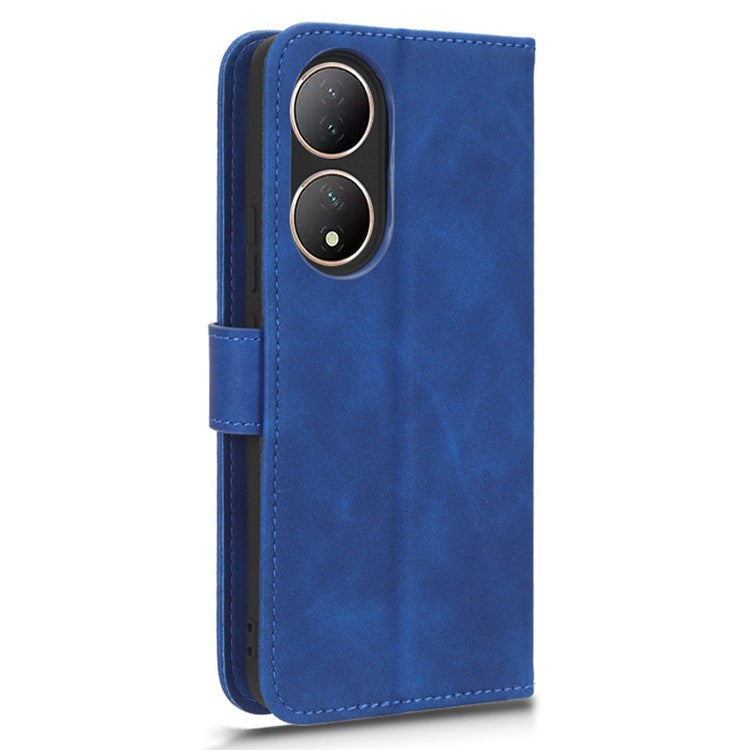 For vivo Y100 5G PU Leather Shockproof Flip Case Skin-touch Wallet Stand Phone Cover - Blue