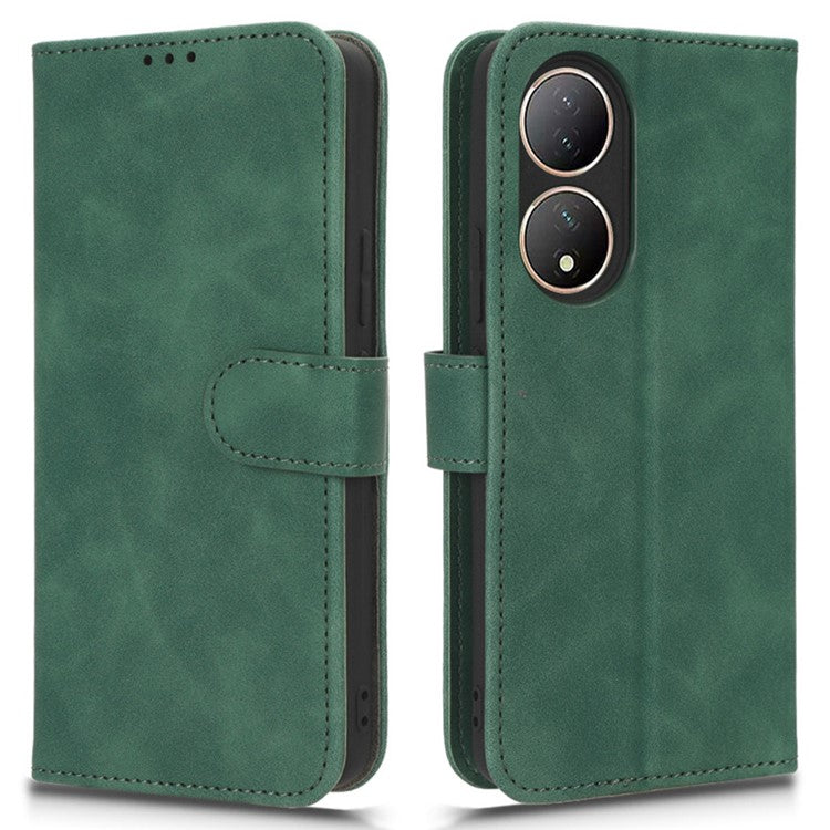 For vivo Y100 5G PU Leather Shockproof Flip Case Skin-touch Wallet Stand Phone Cover - Green