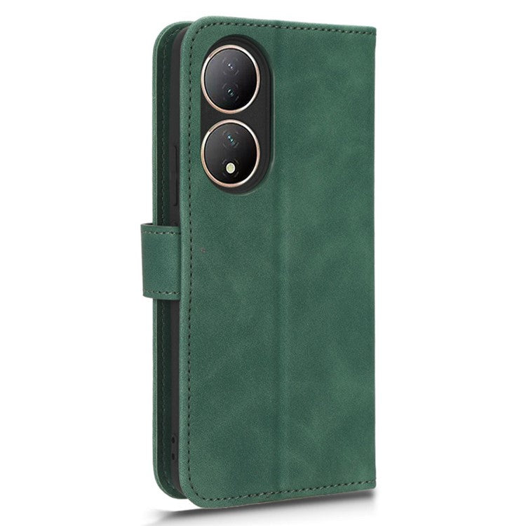 For vivo Y100 5G PU Leather Shockproof Flip Case Skin-touch Wallet Stand Phone Cover - Green