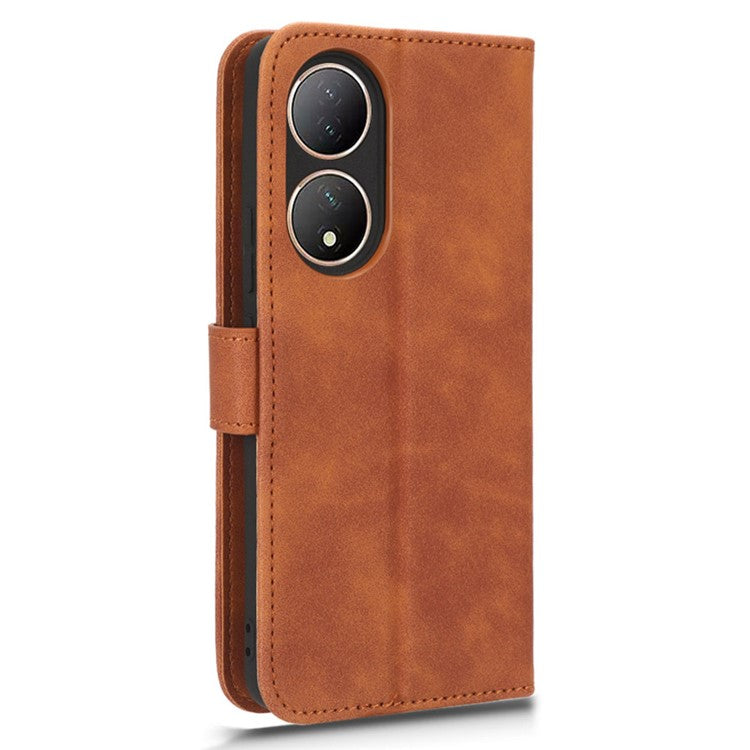 For vivo Y100 5G PU Leather Shockproof Flip Case Skin-touch Wallet Stand Phone Cover - Brown