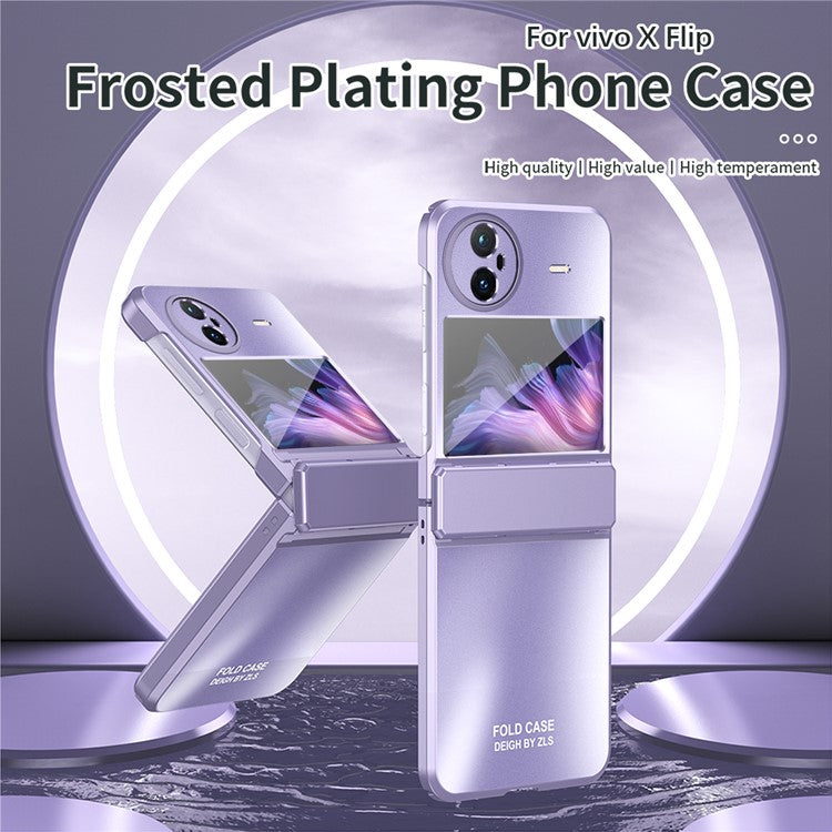 For vivo X Flip Electroplating PC Phone Case Anti-Fall Matte Cover - Purple