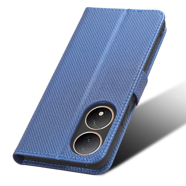 For vivo Y100 5G / T2 5G PU Leather Wallet Case Diamond Texture Flip Stand Phone Cover - Blue