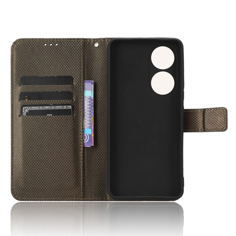 For vivo Y100 5G / T2 5G PU Leather Wallet Case Diamond Texture Flip Stand Phone Cover - Brown