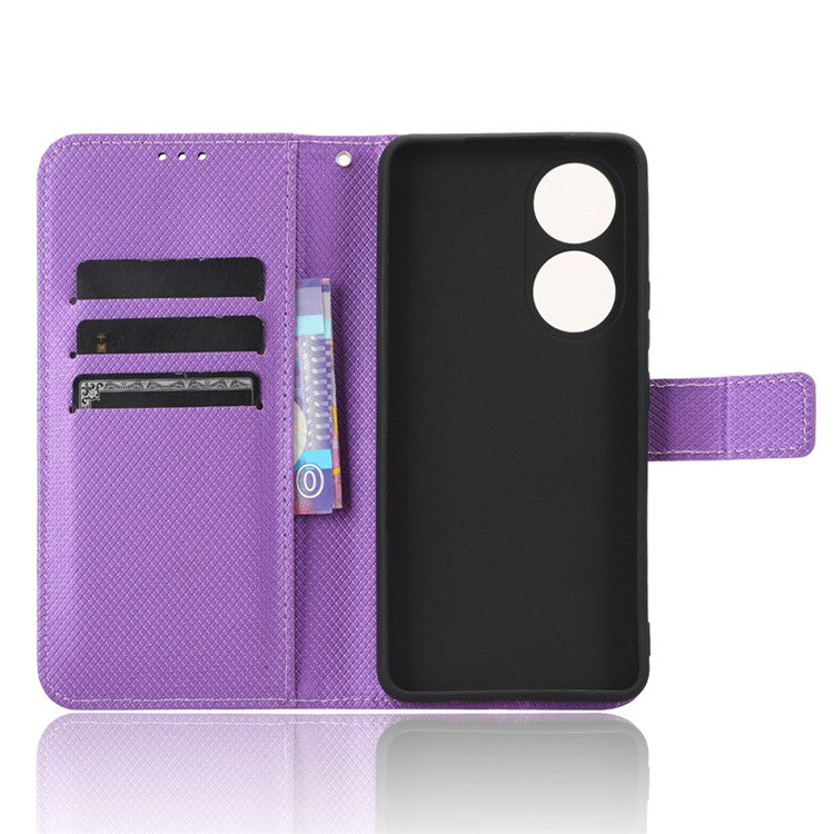 For vivo Y100 5G / T2 5G PU Leather Wallet Case Diamond Texture Flip Stand Phone Cover - Purple