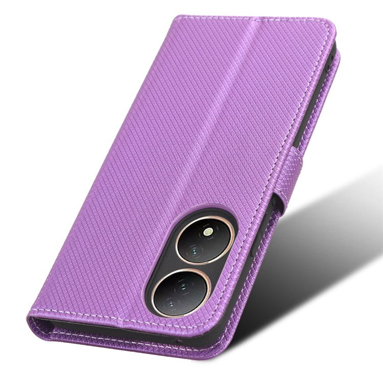 For vivo Y100 5G / T2 5G PU Leather Wallet Case Diamond Texture Flip Stand Phone Cover - Purple