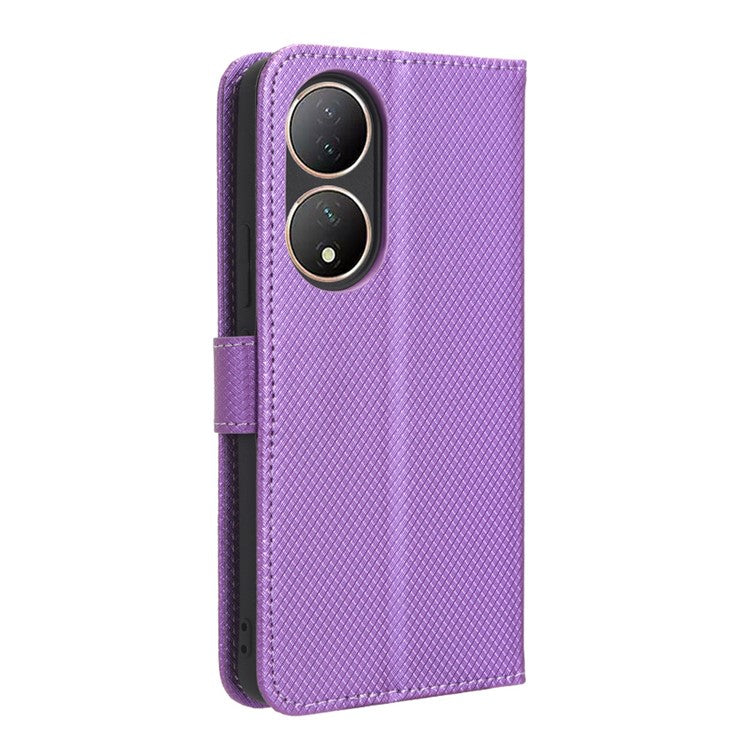 For vivo Y100 5G / T2 5G PU Leather Wallet Case Diamond Texture Flip Stand Phone Cover - Purple