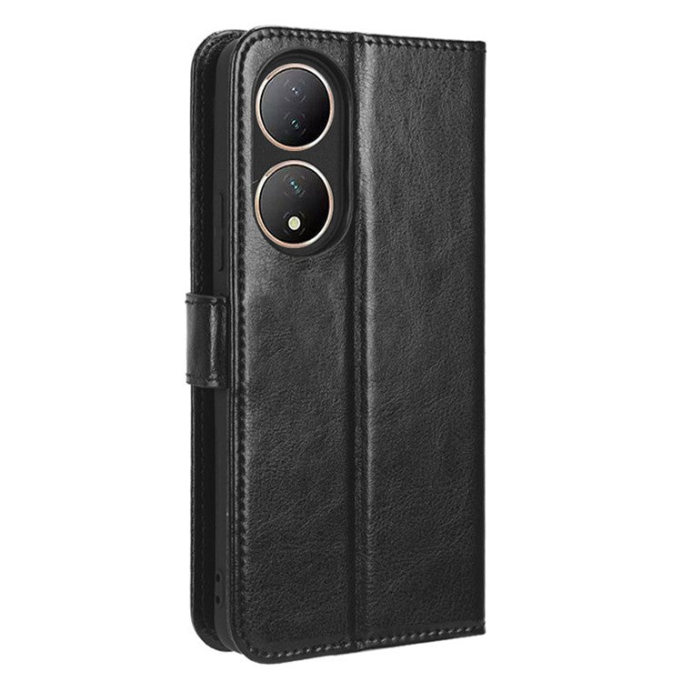 For vivo Y100 5G / T2 5G Crazy Horse Texture PU Leather Wallet Case Phone Cover with Stand - Black