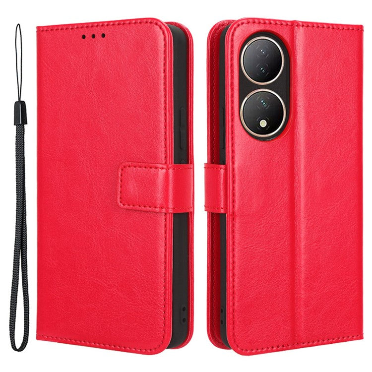 For vivo Y100 5G / T2 5G Crazy Horse Texture PU Leather Wallet Case Phone Cover with Stand - Red