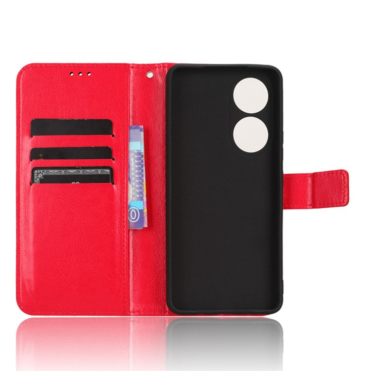 For vivo Y100 5G / T2 5G Crazy Horse Texture PU Leather Wallet Case Phone Cover with Stand - Red