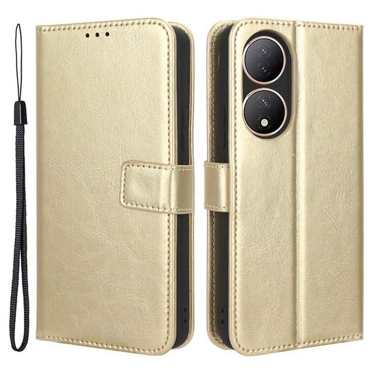 For vivo Y100 5G / T2 5G Crazy Horse Texture PU Leather Wallet Case Phone Cover with Stand - Gold