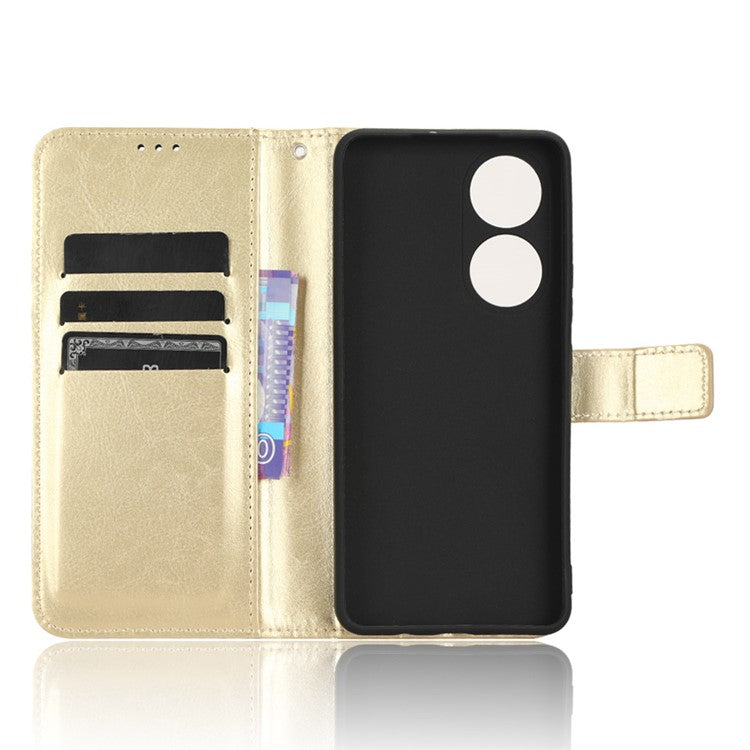 For vivo Y100 5G / T2 5G Crazy Horse Texture PU Leather Wallet Case Phone Cover with Stand - Gold