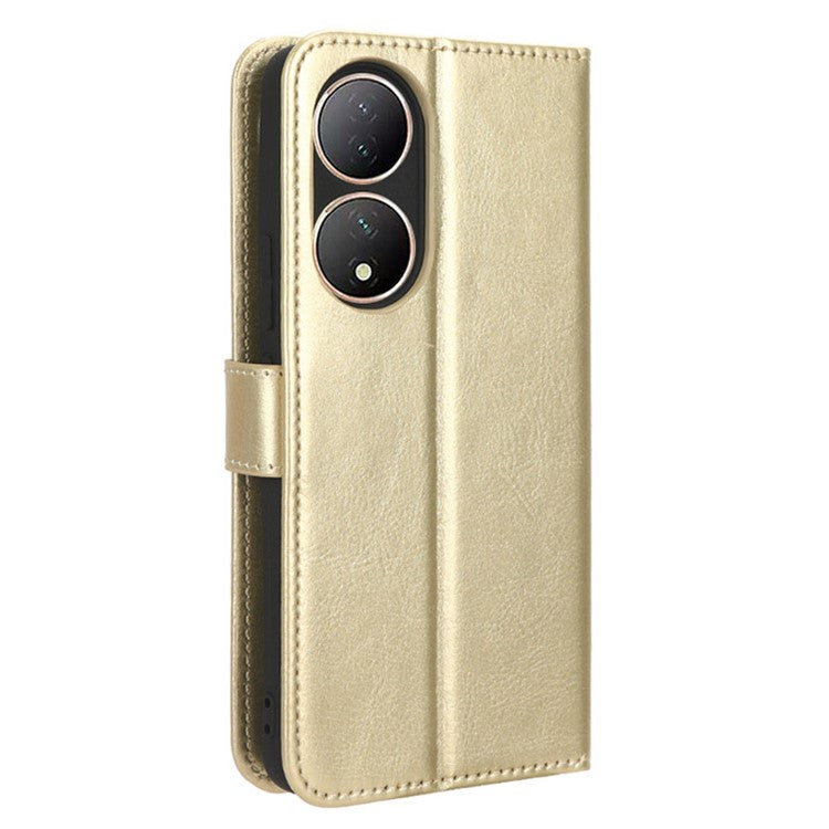 For vivo Y100 5G / T2 5G Crazy Horse Texture PU Leather Wallet Case Phone Cover with Stand - Gold