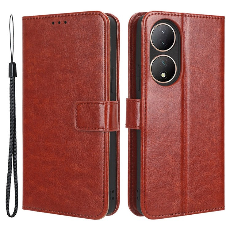 For vivo Y100 5G / T2 5G Crazy Horse Texture PU Leather Wallet Case Phone Cover with Stand - Brown